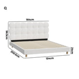 Millie Tuffted Clouds Soft Boucle Fabric White Bed | Cushioned Touch White Upholstered Boucle Bed Frame