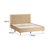 Abruzzi Genuine Rattan Wooden Bed | Modern Elegant Wooden Bed Frame Rattan Headboard | 5 Sizes