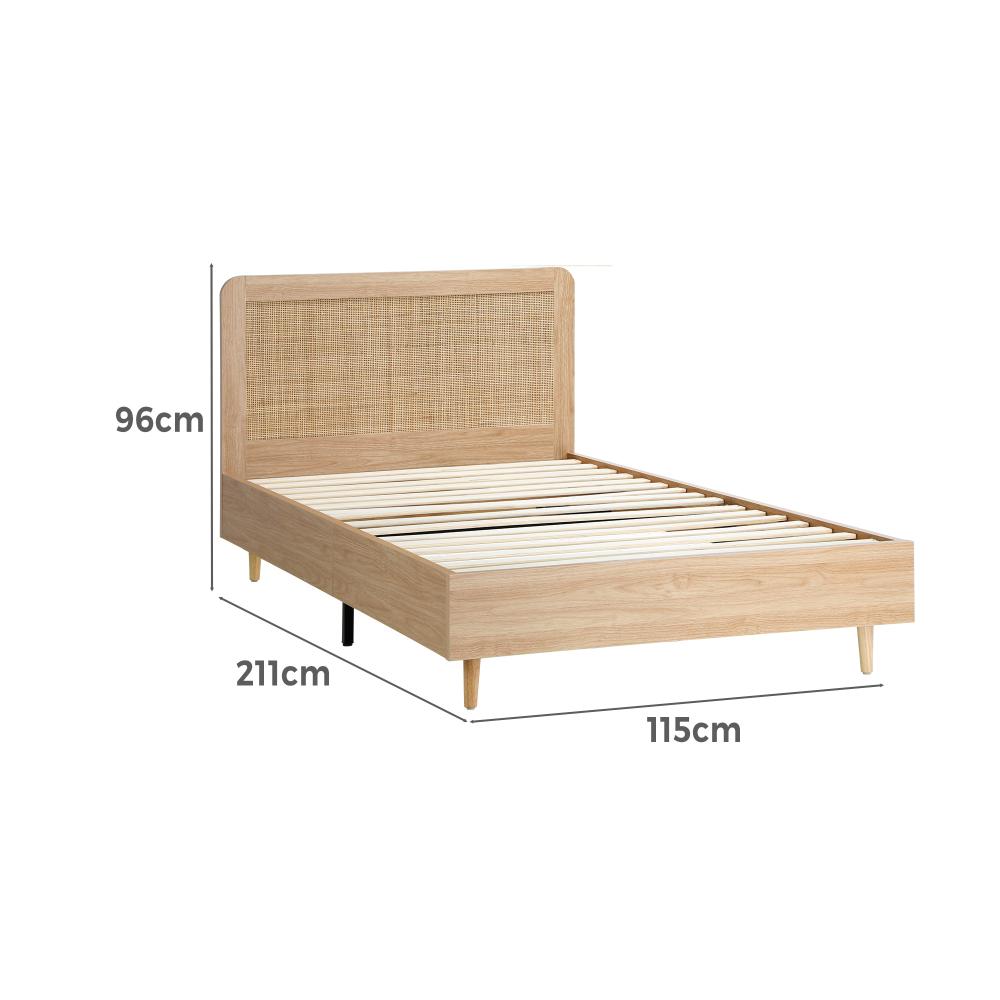 Abruzzi Genuine Rattan Wooden Bed | Modern Elegant Wooden Bed Frame Rattan Headboard | 5 Sizes