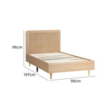 Abruzzi Genuine Rattan Wooden Bed | Modern Elegant Wooden Bed Frame Rattan Headboard | 5 Sizes