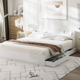 Sorrento 2 Drawer White Storage Bed and 2 Charging Ports | Multi Storage Wood Bed Frame with USB Chargers