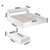 Sorrento 2 Drawer White Storage Bed and 2 Charging Ports | Multi Storage Wood Bed Frame with USB Chargers