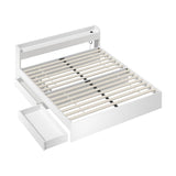 Sorrento 2 Drawer White Storage Bed and 2 Charging Ports | Multi Storage Wood Bed Frame with USB Chargers