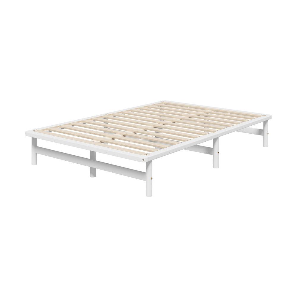 Scandi Bianco Premium Timber Platform Bed | White Reinforced Durable Wooden Floating Bed Base