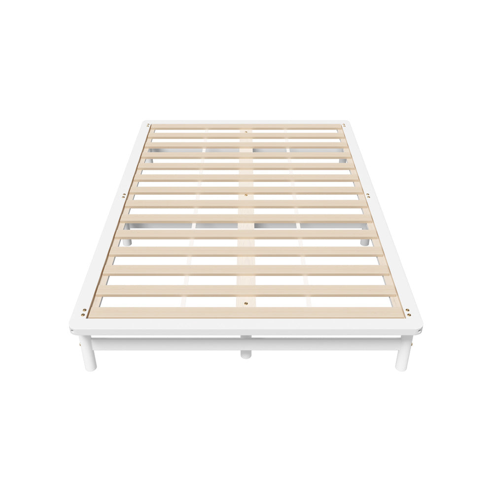 Scandi Bianco Premium Timber Platform Bed | White Reinforced Durable Wooden Floating Bed Base