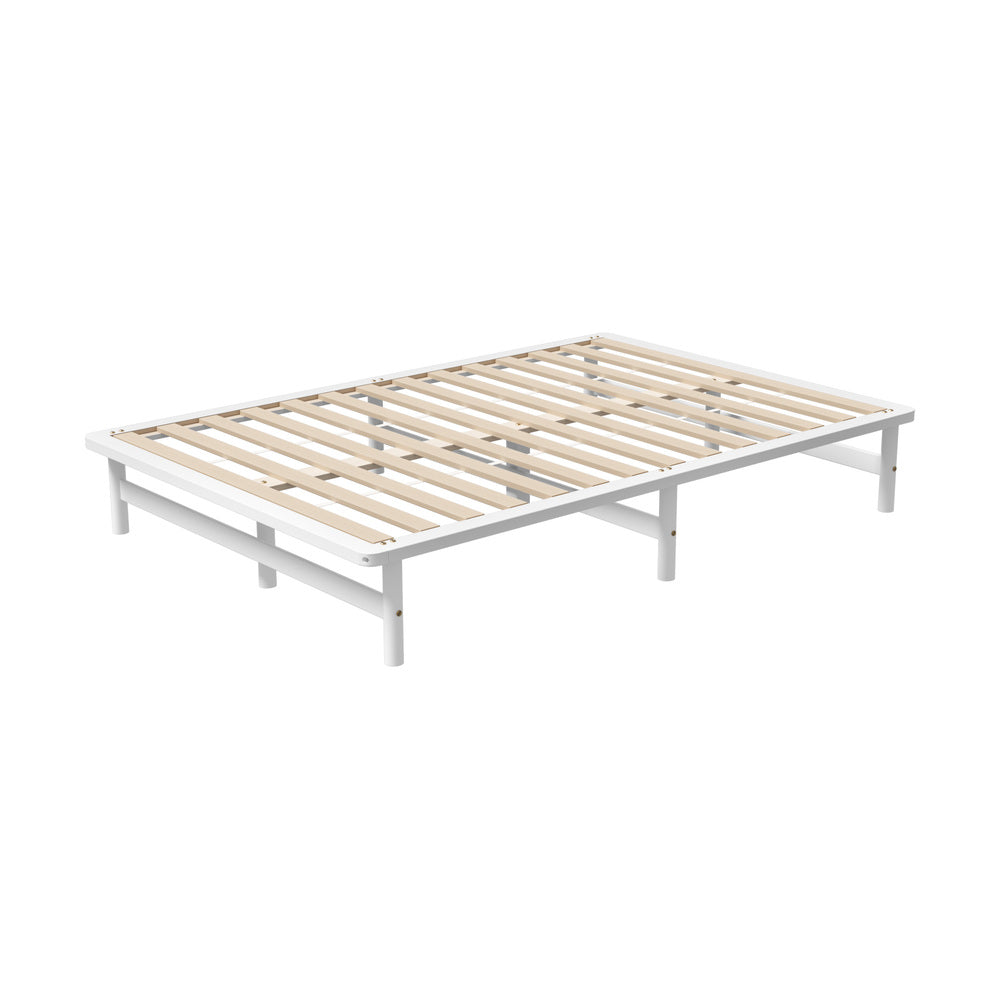 Scandi Bianco Premium Timber Platform Bed | White Reinforced Durable Wooden Floating Bed Base