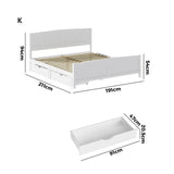 Mila Hampton White Wooden Bed Frame with Dual Trundle Drawers  | Solid Modern Timber Bed High Quality Frame and Draws