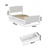 Mila Hampton White Wooden Bed Frame with Dual Trundle Drawers  | Solid Modern Timber Bed High Quality Frame and Draws