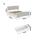 Mila Hampton White Wooden Bed Frame with Dual Trundle Drawers  | Solid Modern Timber Bed High Quality Frame and Draws