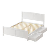 Mila Hampton White Wooden Bed Frame with Dual Trundle Drawers  | Solid Modern Timber Bed High Quality Frame and Draws