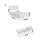 Mila Hampton White Wooden Bed Frame with Dual Trundle Drawers  | Solid Modern Timber Bed High Quality Frame and Draws