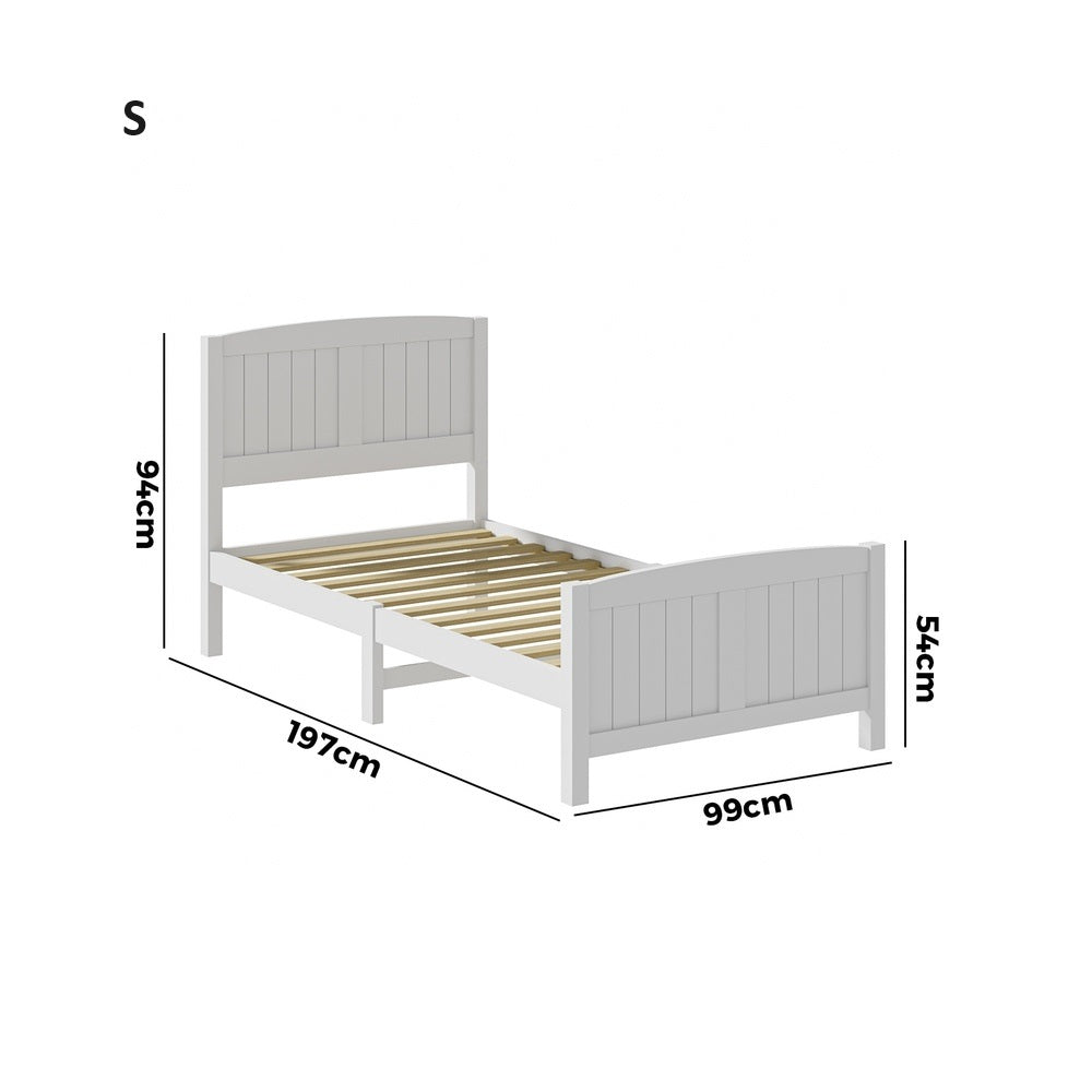 Mila Hampton White Wooden Bed Frame | Solid Modern Timber Bed High Quality Frame | 5 Sizes