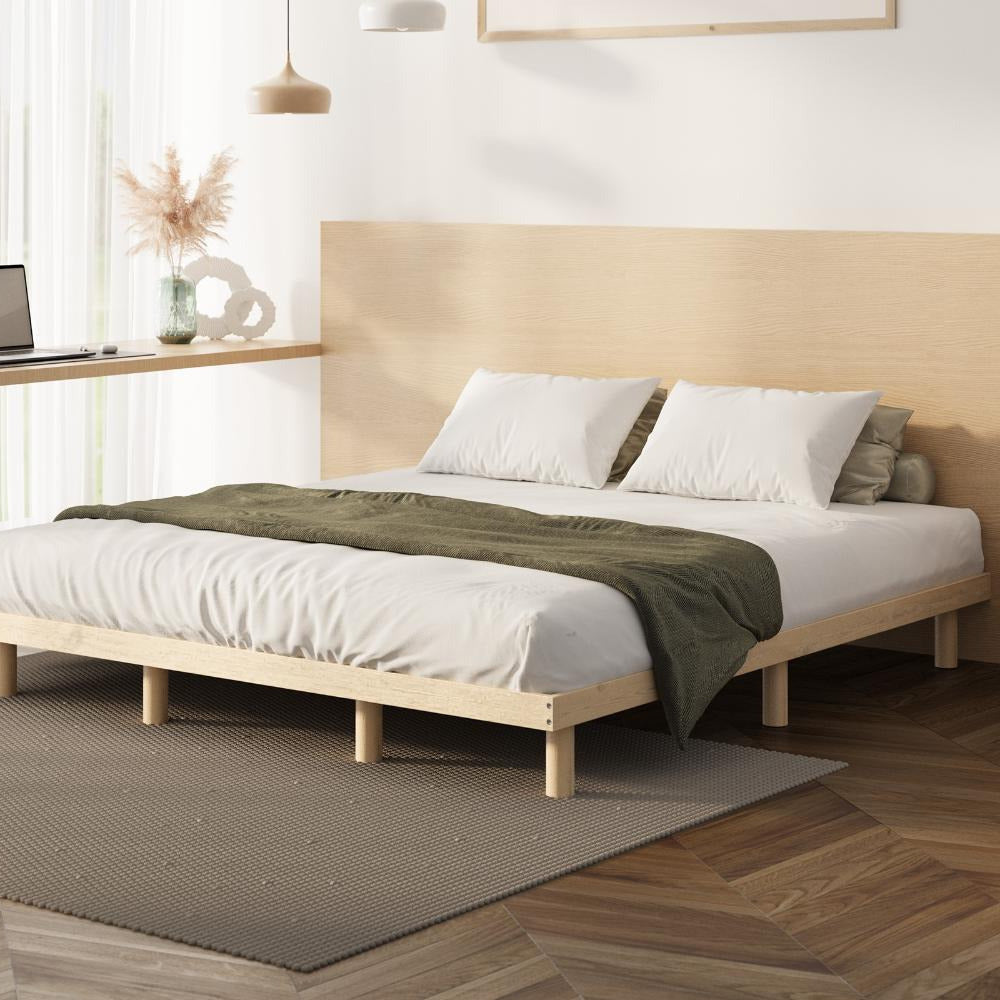 Scandi Rearo Premium Timber Platform Bed | High Quality Wooden Slimline Floating Bed Base