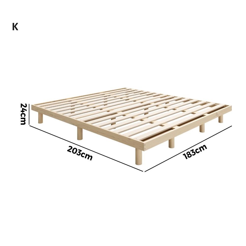 Scandi Rearo Premium Timber Platform Bed | High Quality Wooden Slimline Floating Bed Base | 5 Sizes