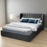 Capri Luxefino Gas Lift Super Storage Fabric Bed | Multi Storage Tufted Upholstered Bed Frame