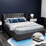 Capri Luxefino Gas Lift Super Storage Fabric Bed | Multi Storage Tufted Upholstered Bed Frame