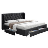 Capri Luxefino Storage Drawer Fabric Bed | Charcoal Multi Storage Tufted Upholstered Bed Frame | 2 Sizes