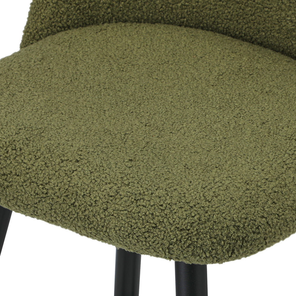 Set of Two Capri Boucle Fabric High Back Barstools | Stylish Modern Boucle Barstools Set | Green-White Options