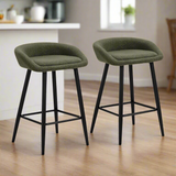 Set of Two Miami Boucle Fabric Barstools | Stylish Modern Boucle Barstools Set | Green-White Options