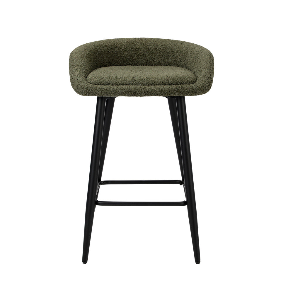 Set of Two Miami Boucle Fabric Barstools | Stylish Modern Boucle Barstools Set | Green-White Options