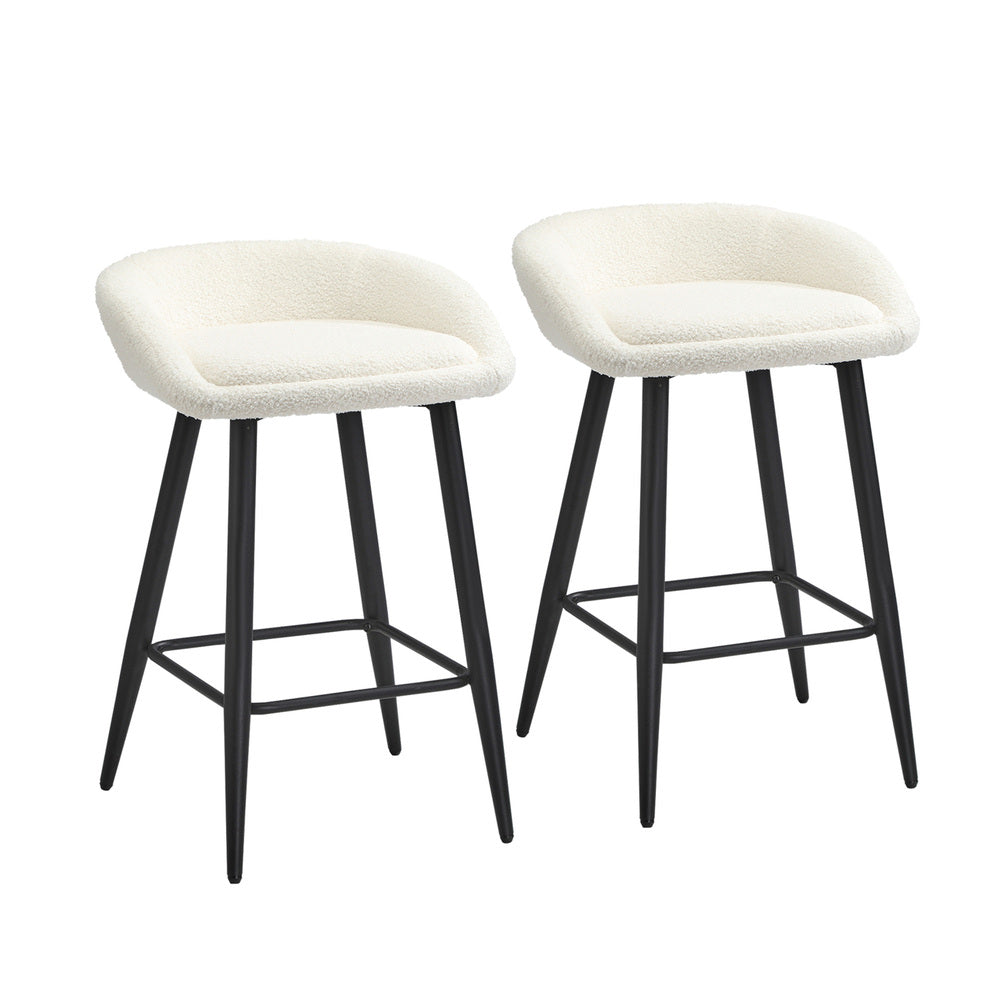 Set of Two Miami Boucle Fabric Barstools | Stylish Modern Boucle Barstools Set | Green-White Options