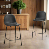 Romagna Luxe Countour Barstool Set 92cm High | Premium PU Leather and Steel Kitchen Barstools | 2 Finishes