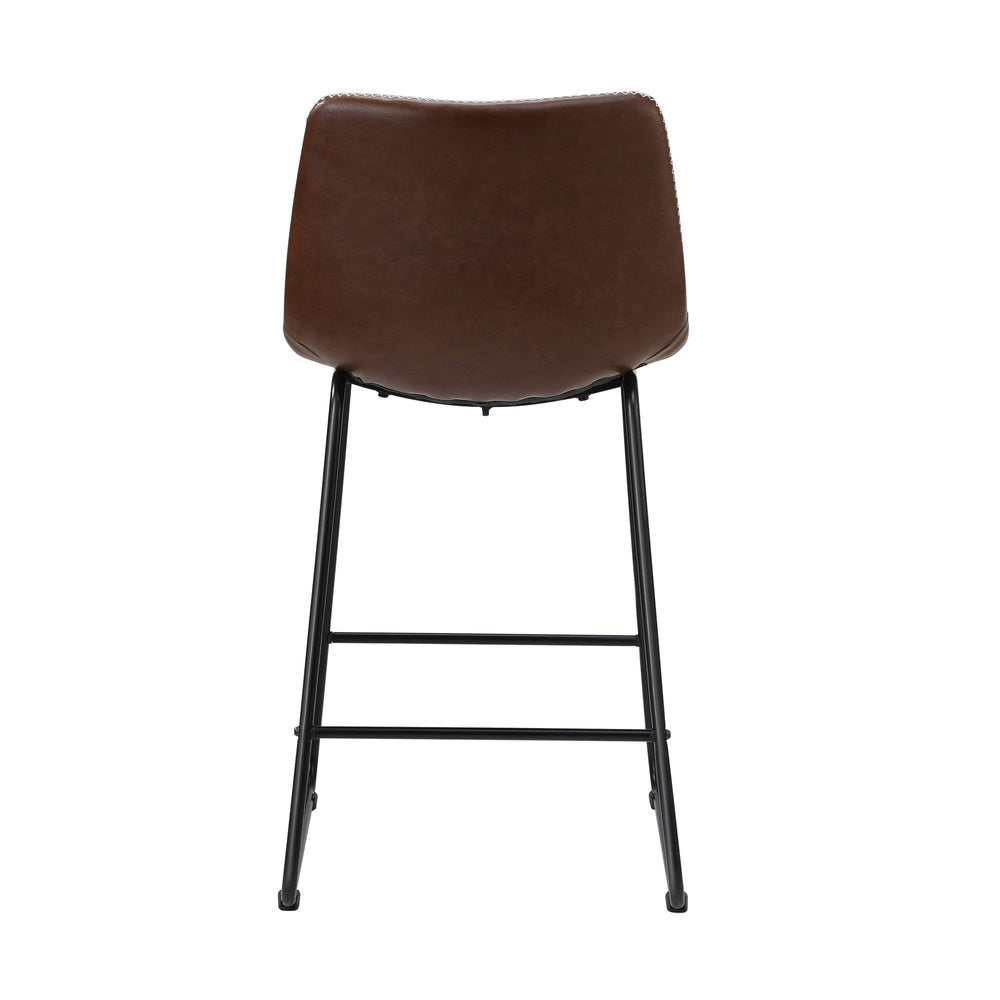 Abruzzi Luxe Countour Barstool Set | Premium PU Leather and Steel Kitchen Barstools | 2 Finishes