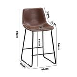 Abruzzi Luxe Countour Barstool Set | Premium PU Leather and Steel Kitchen Barstools | 2 Finishes