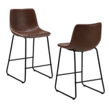 Abruzzi Luxe Countour Barstool Set | Premium PU Leather and Steel Kitchen Barstools | 2 Finishes