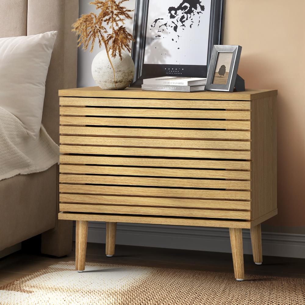 Centrum Bedroom Modern Bedside Table | 2 Drawer Sleek Bedside Cabinet