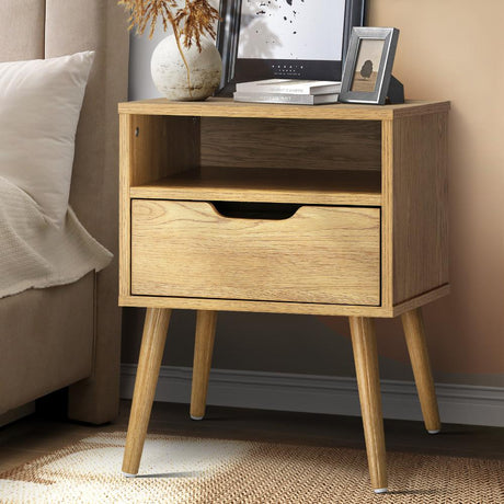 Scandi X Multi Storage Modern Bedside Table | Sleek Versatile Nightstand Table in 2 Colours