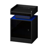 Neo Luxe LED Multicolour Bedside Table | Modern Glossy Storage Nightstand Bedside Unit with USB Port