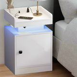 Neo Luxe LED Multicolour Bedside Table | Modern Glossy Storage Nightstand Bedside Unit with USB Port