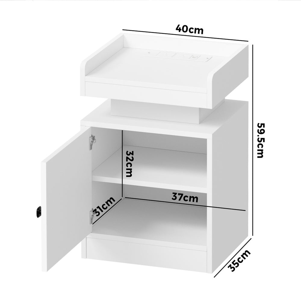 Neo Luxe LED Multicolour Bedside Table | Modern Glossy Storage Nightstand Bedside Unit with USB Port | 3 Finishes