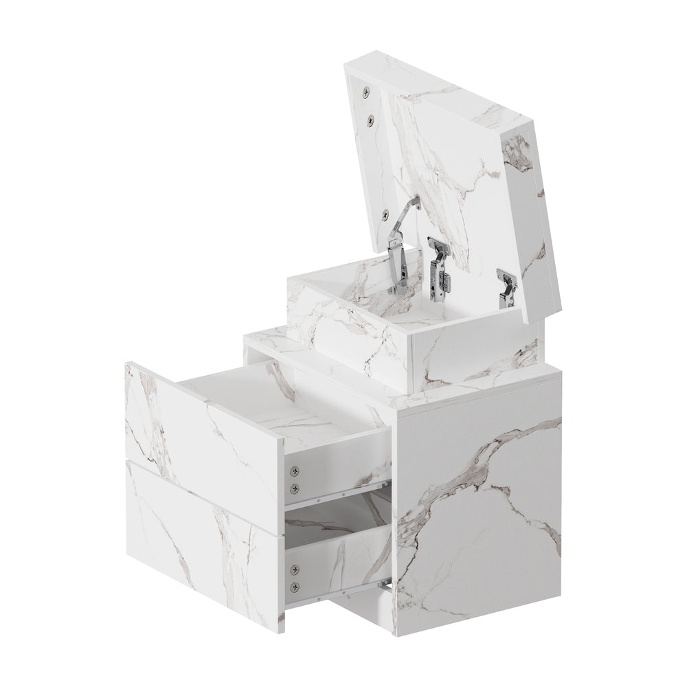 Carrara Lux LED Multicolour Bedside Table | Modern Marble Style Storage Nightstand Bedside Unit