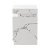 Carrara Lux LED Multicolour Bedside Table | Modern Marble Style Storage Nightstand Bedside Unit