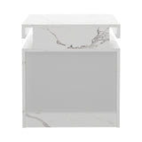 Carrara Lux LED Multicolour Bedside Table | Modern Marble Style Storage Nightstand Bedside Unit