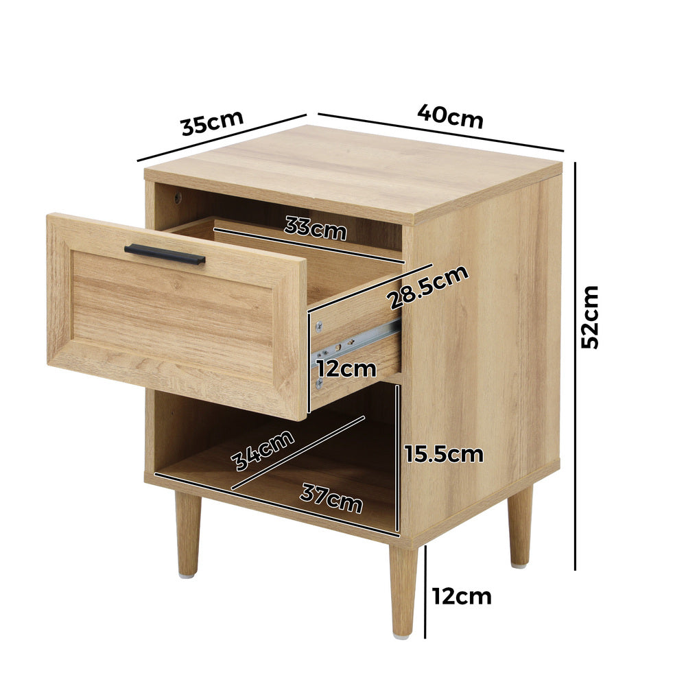 Aspire Modern Two Drawer Bedside Table | Modern Wooden Storage Unit Nightstand in 2 Colours