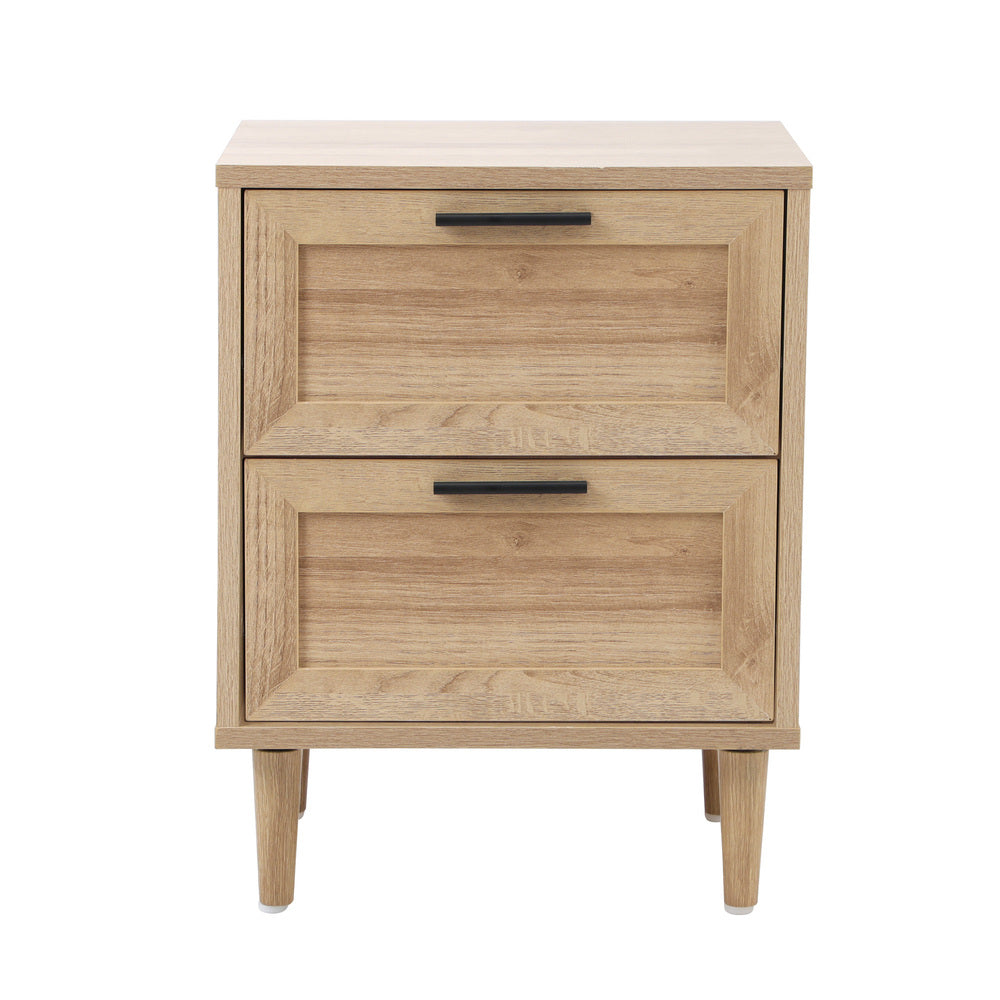 Essenza Mila Two Drawer Bedside Table | Modern Wooden Storage Unit Nightstand  in 2 Colours