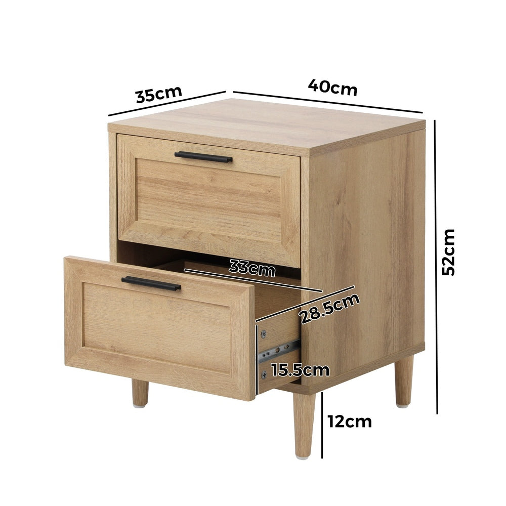 Essenza Mila Two Drawer Bedside Table | Modern Wooden Storage Unit Nightstand