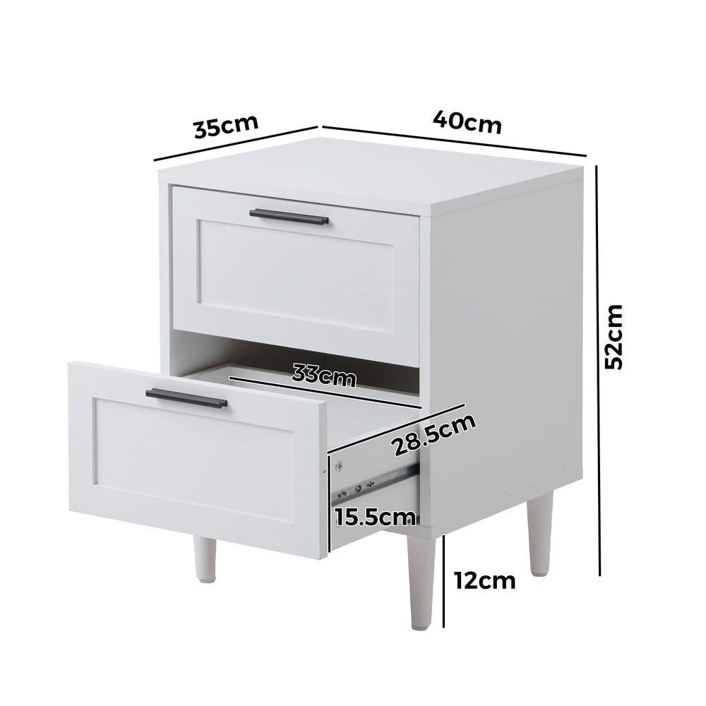 Essenza Mila Two Drawer Bedside Table | Modern Wooden Storage Unit Nightstand