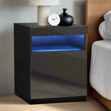 Grazio Supreme LED Multicolour Bedside Table | Modern Glossy Lift Storage Nightstand Bedside Unit | 3 Finishes