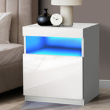 Grazio Supreme LED Multicolour Bedside Table | Modern Glossy Lift Storage Nightstand Bedside Unit | 3 Finishes