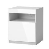 Grazio Supreme LED Multicolour Bedside Table | Modern Glossy Lift Storage Nightstand Bedside Unit | 3 Finishes