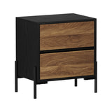 Bellevue Metal and Wood Two Drawer Bedside Table | Industrial Style Bedroom Nightstand