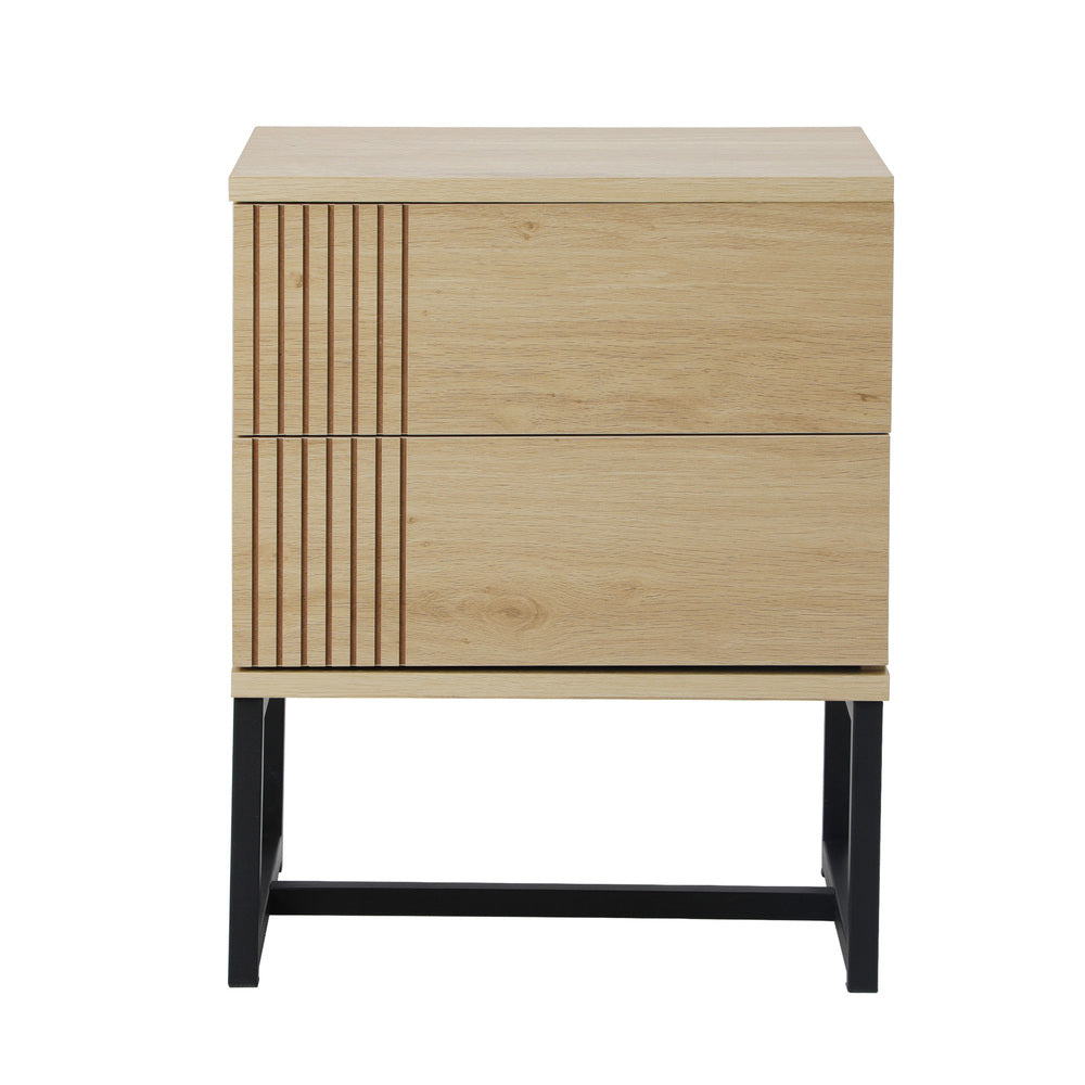 Belgrado Modern Wood and Metal Bedside Tables | Natural Wood and Metal Nightstand