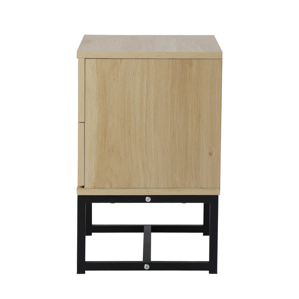 Belgrado Modern Wood and Metal Bedside Tables | Natural Wood and Metal Nightstand