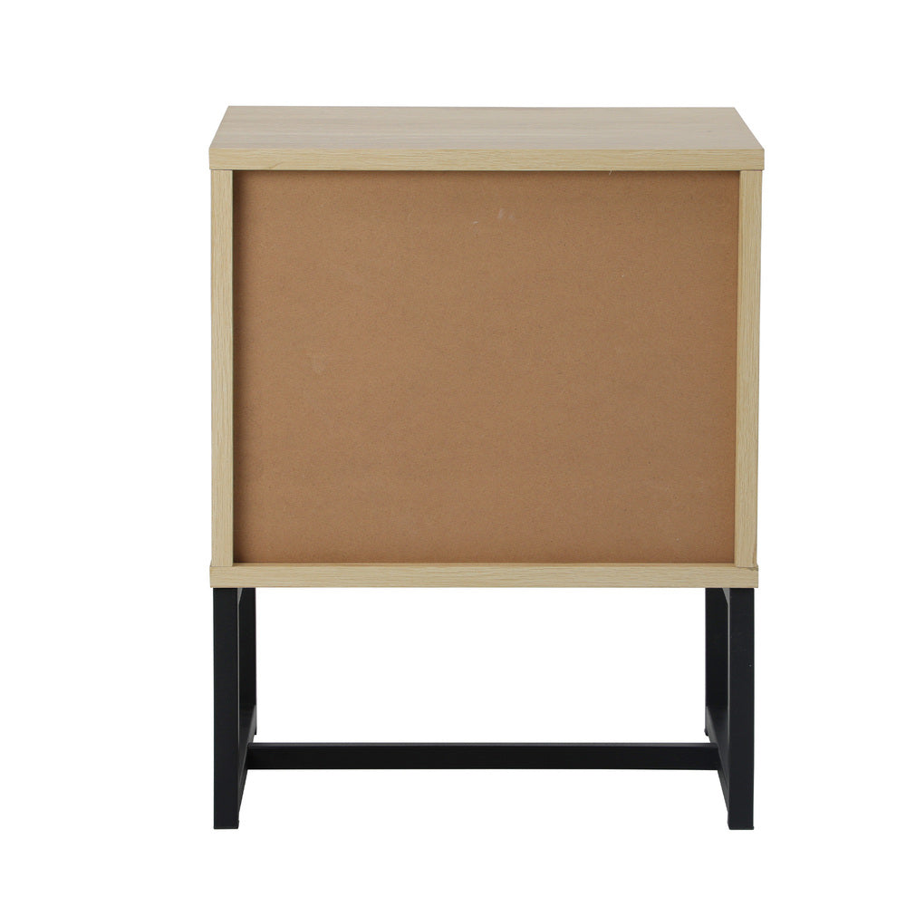 Belgrado Modern Wood and Metal Bedside Tables | Natural Wood and Metal Nightstand