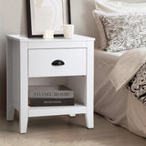 Sannero Hampton Style Bedside Table | Traditional White Bedside Table and Storage Drawers