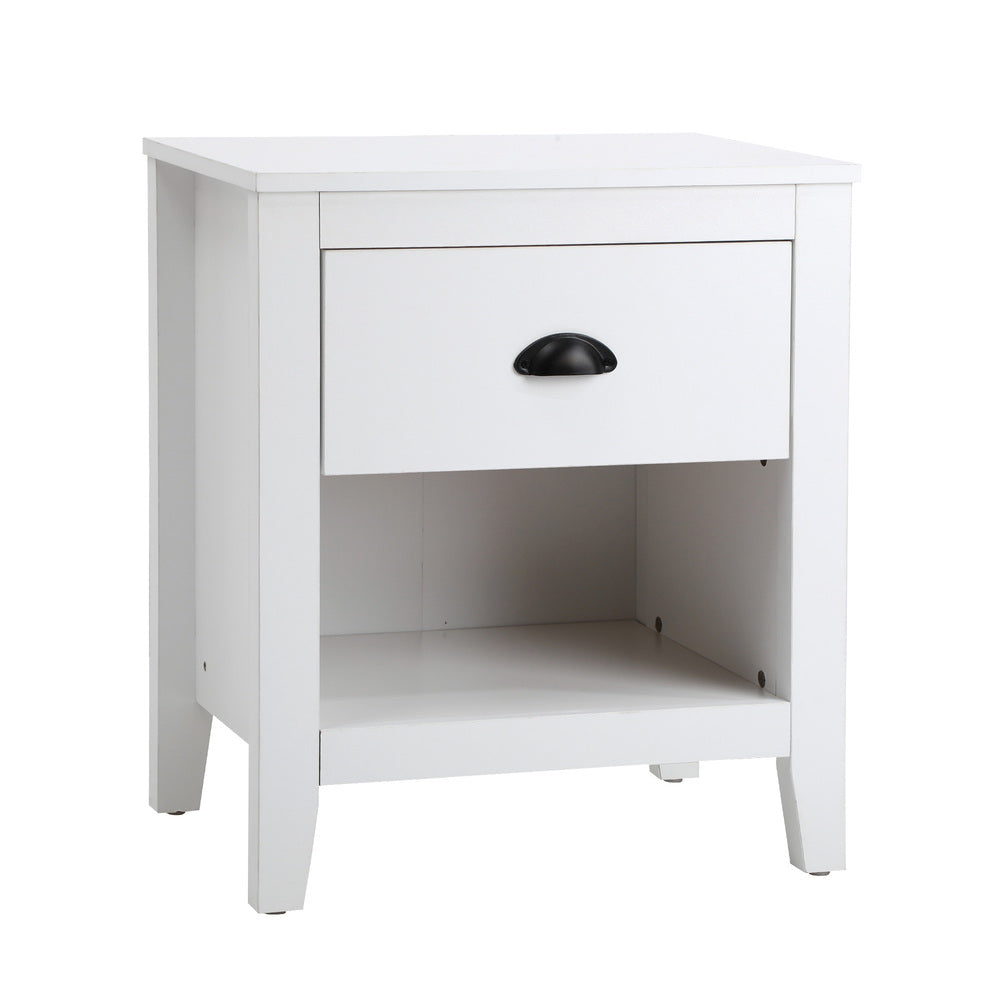 Sannero Hampton Style Bedside Table | Traditional White Bedside Table and Storage Drawers